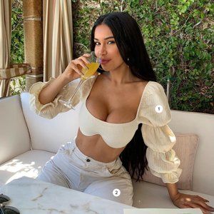 Booked And Busy Crop Top - Beige